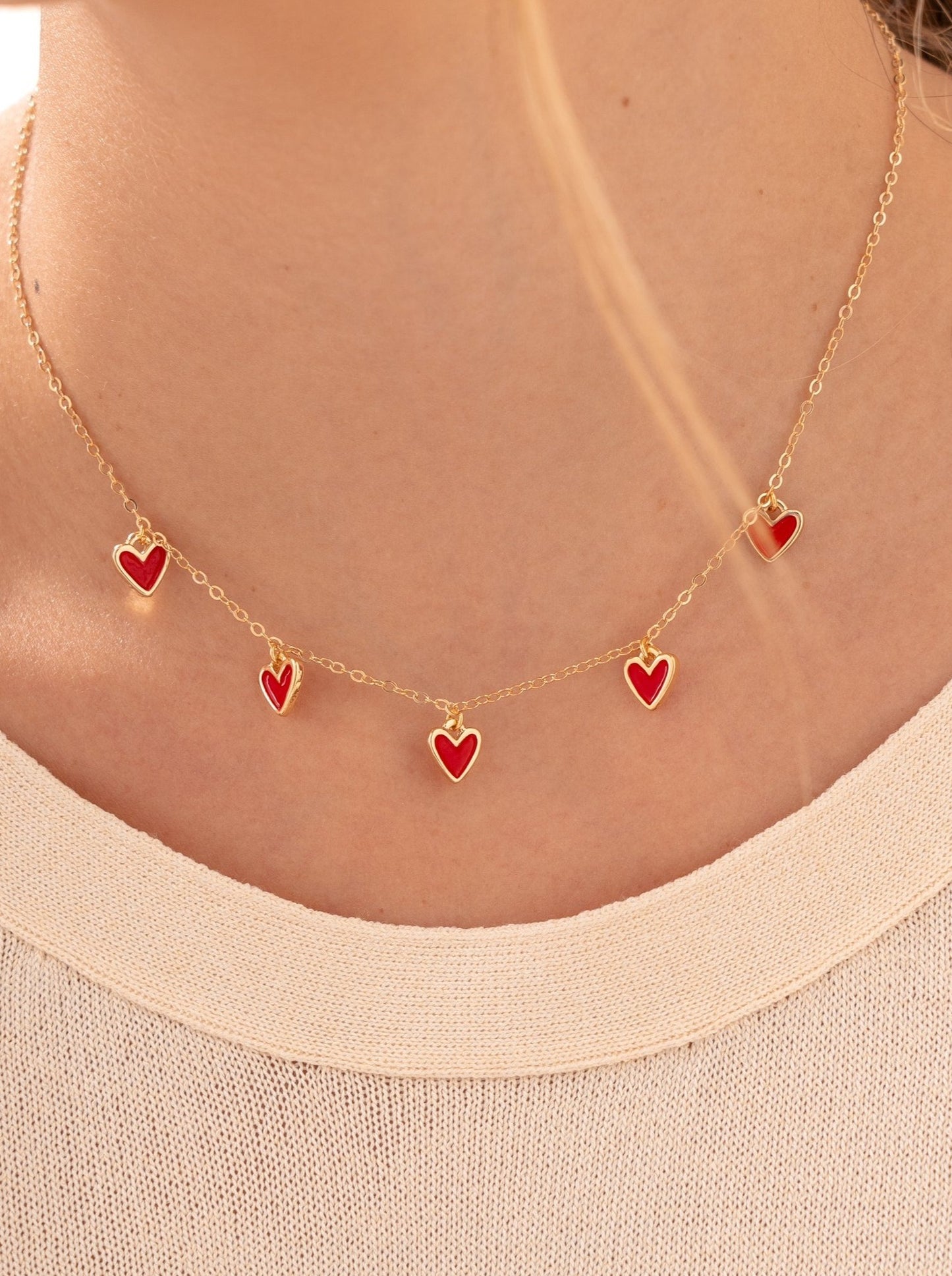 Red Multi Hearts Necklace