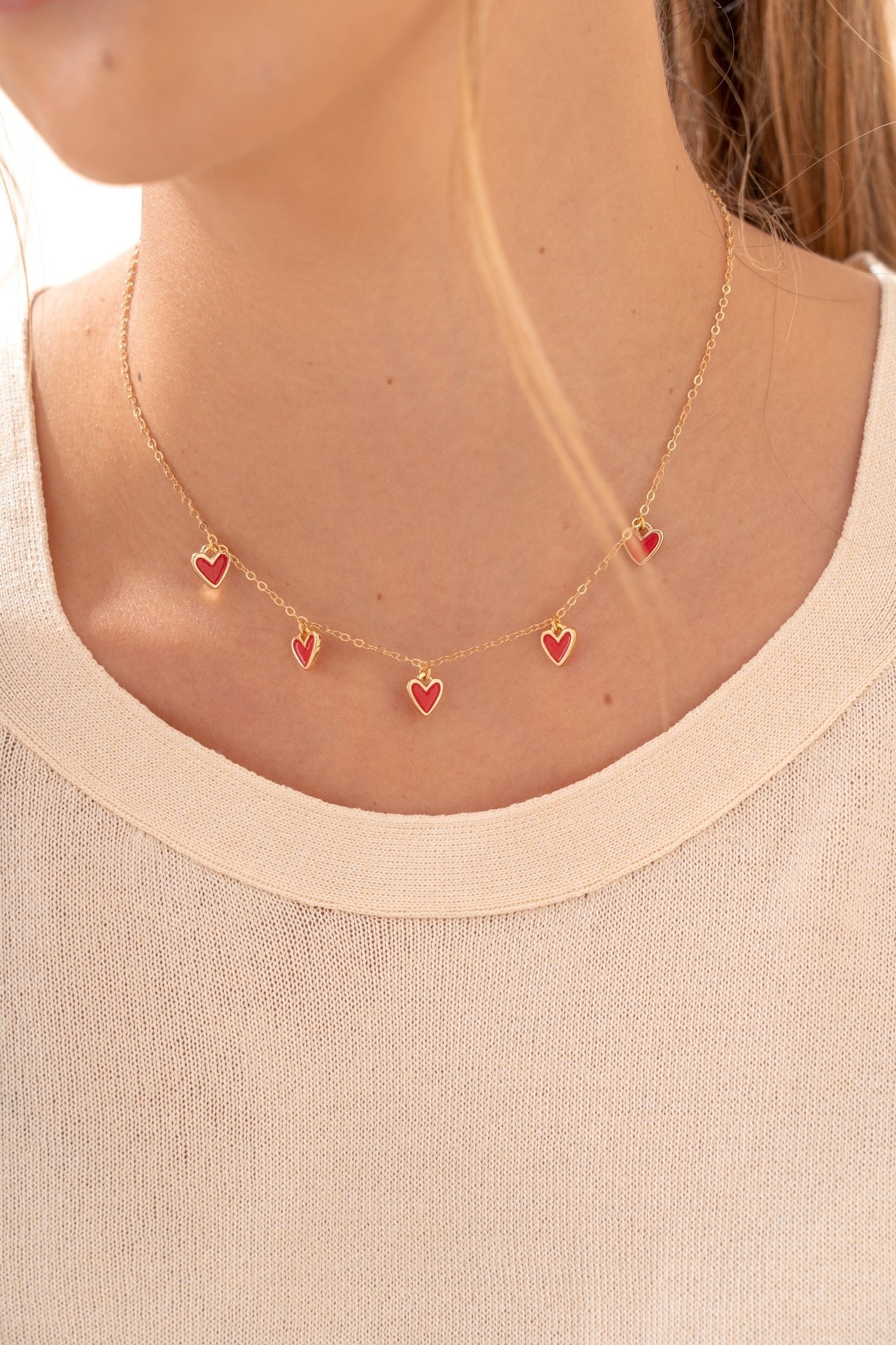 Red Multi Hearts Necklace